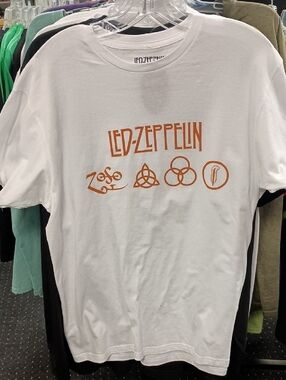 Led Zeppelin White Graphic Tee with Orange Print